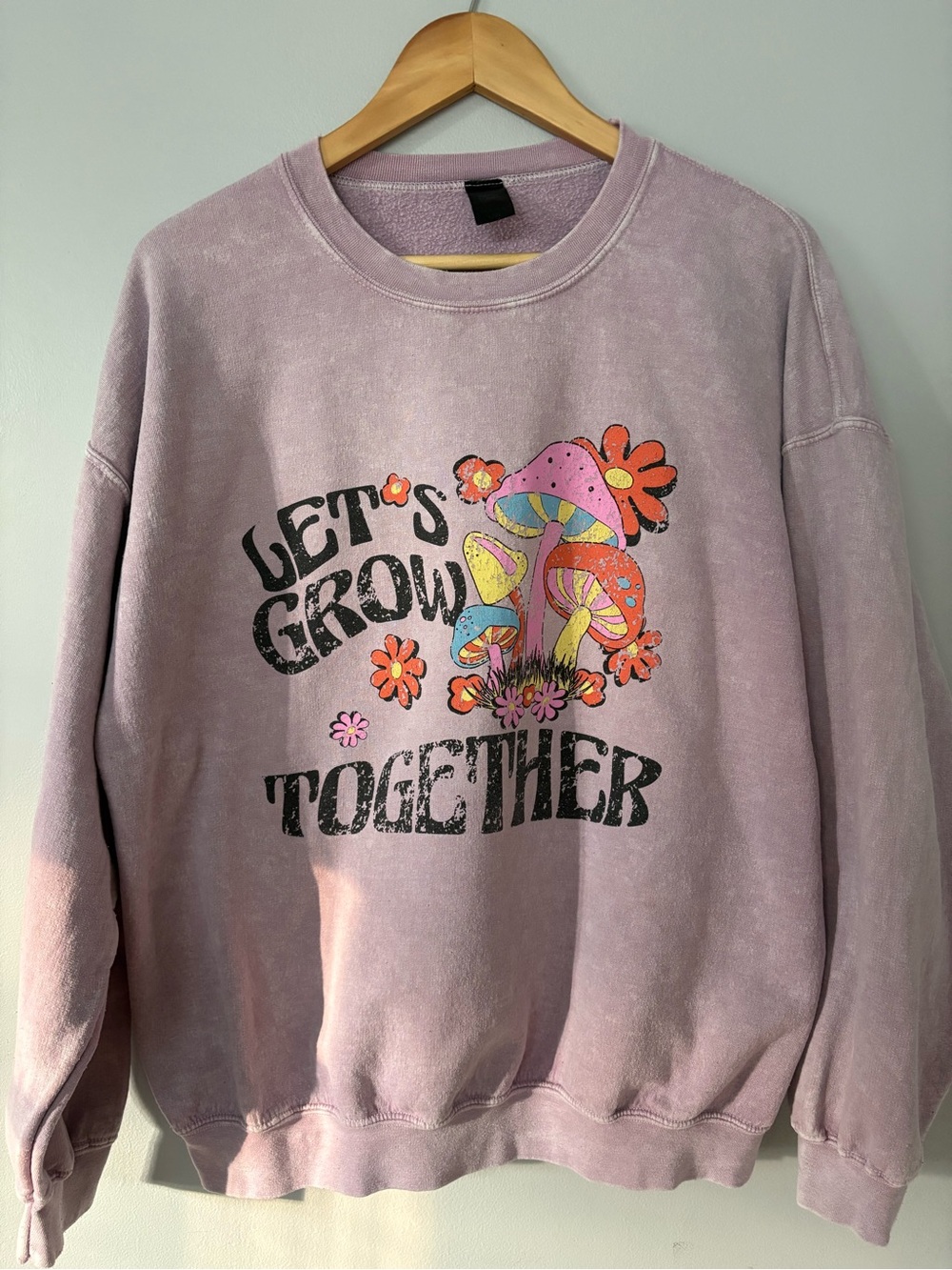 Sweet Claire Lavender Pink Mushroom Graphic Sweatshirt